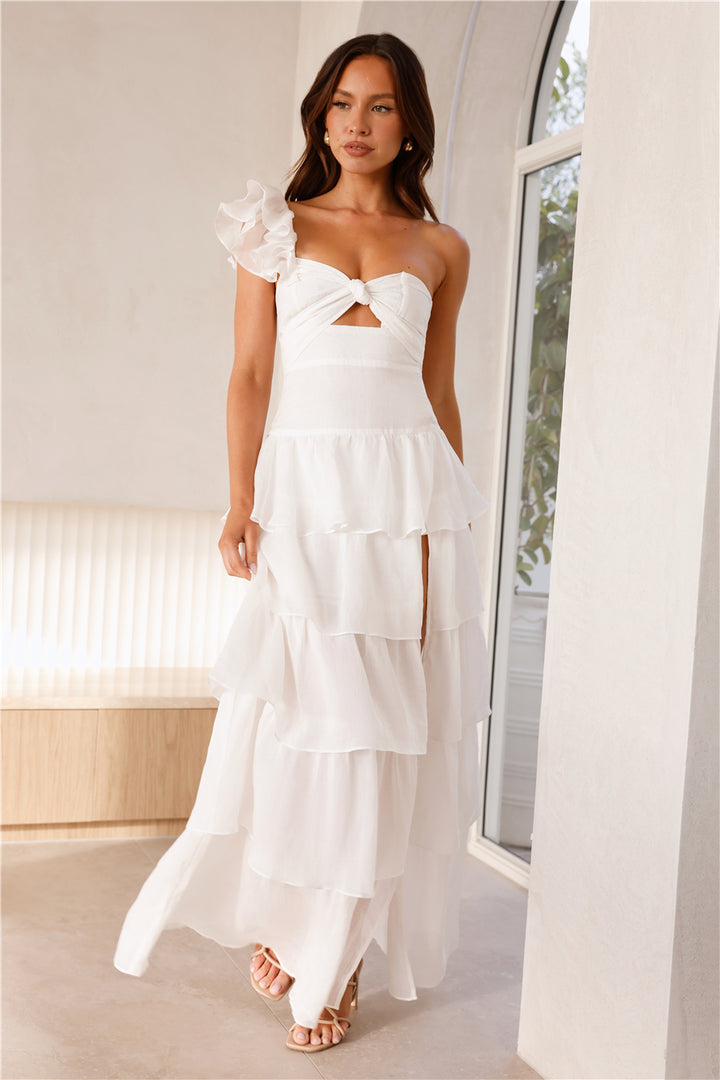 BEACNLADY Girl Meets Summer One Shoulder Maxi Dress White