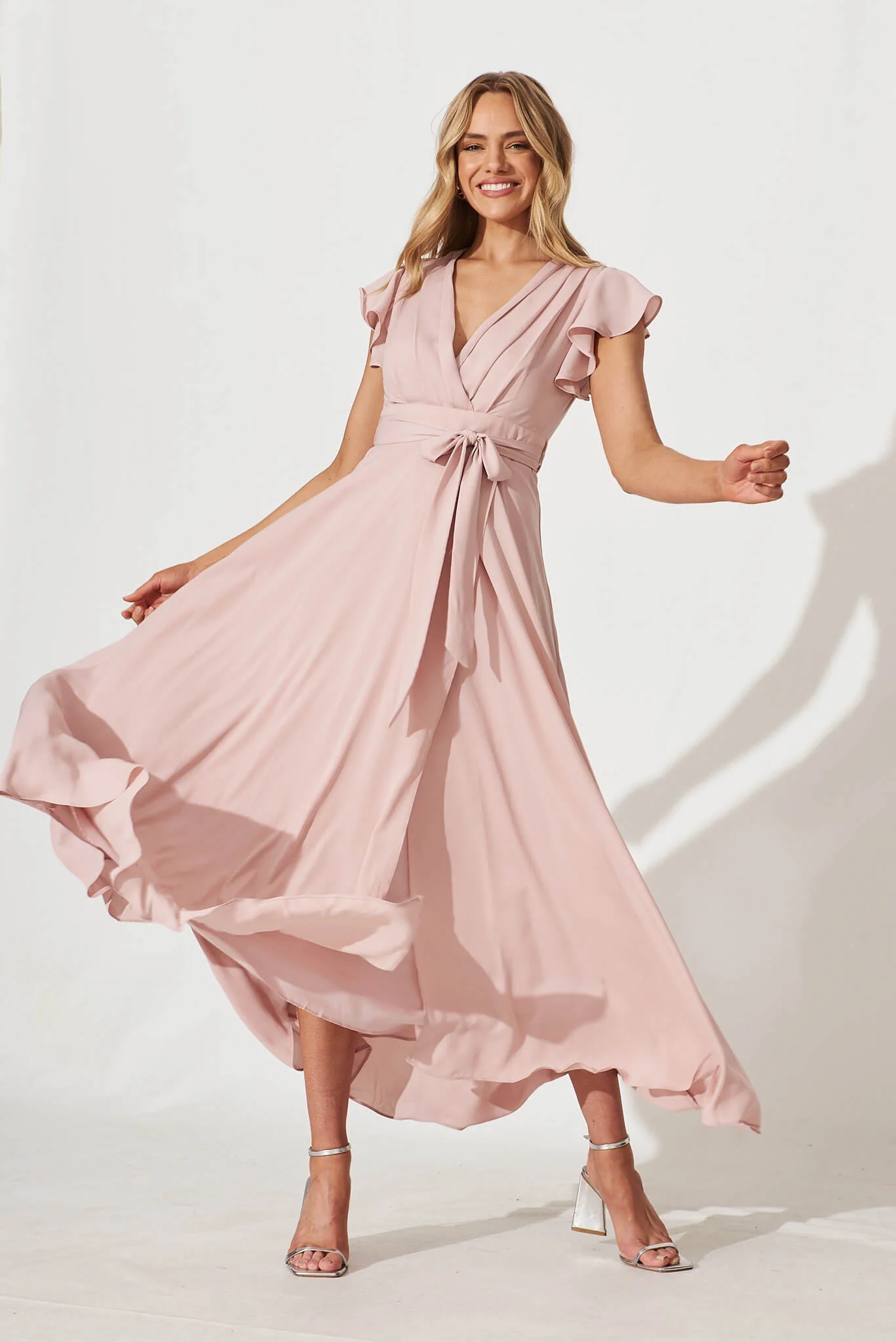 Wynter Chiffon Dress In Blush