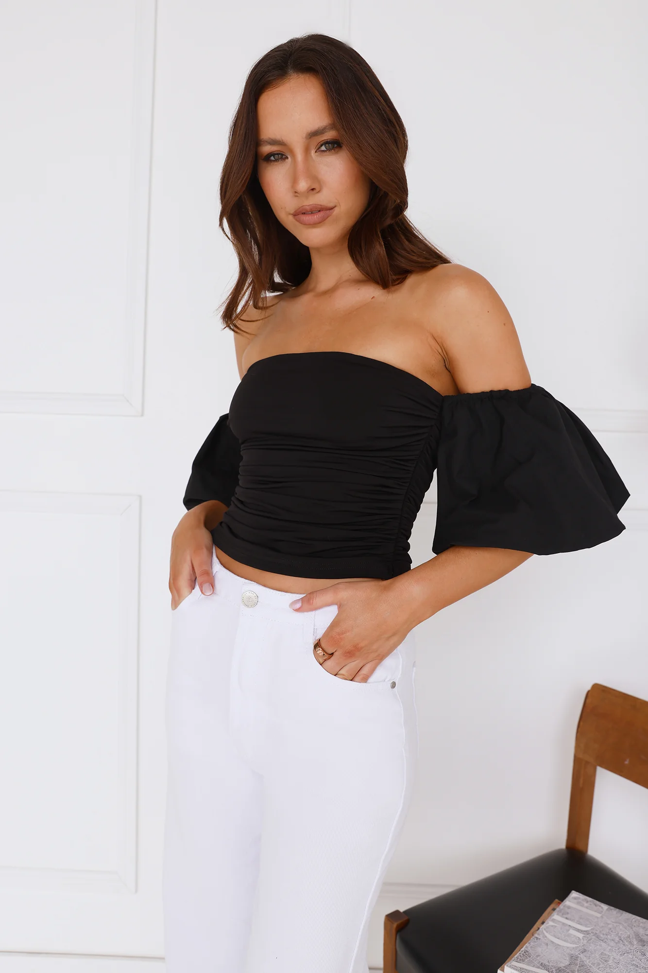 Trendsetter Style Off Shoulder Top Black