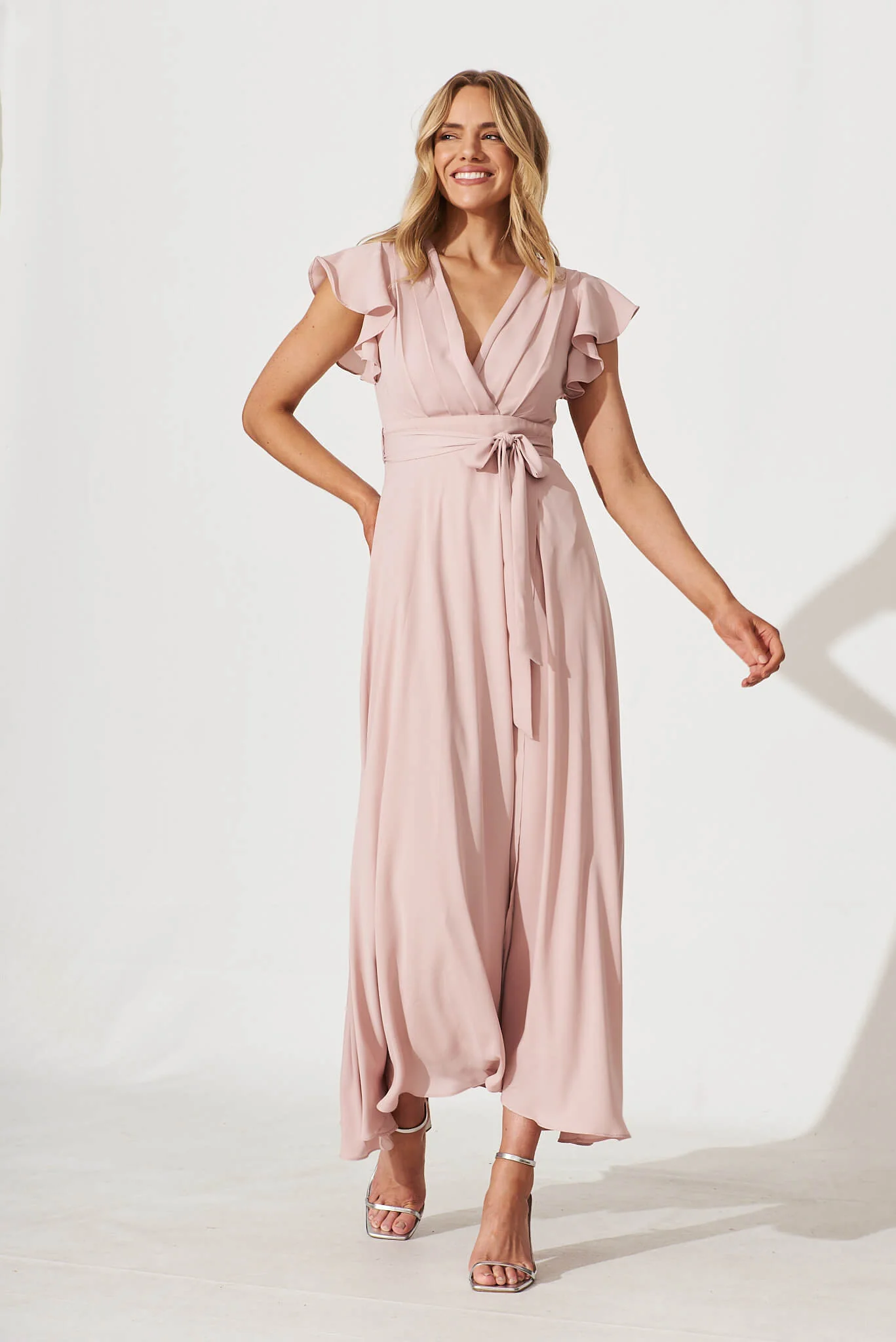 Wynter Chiffon Dress In Blush