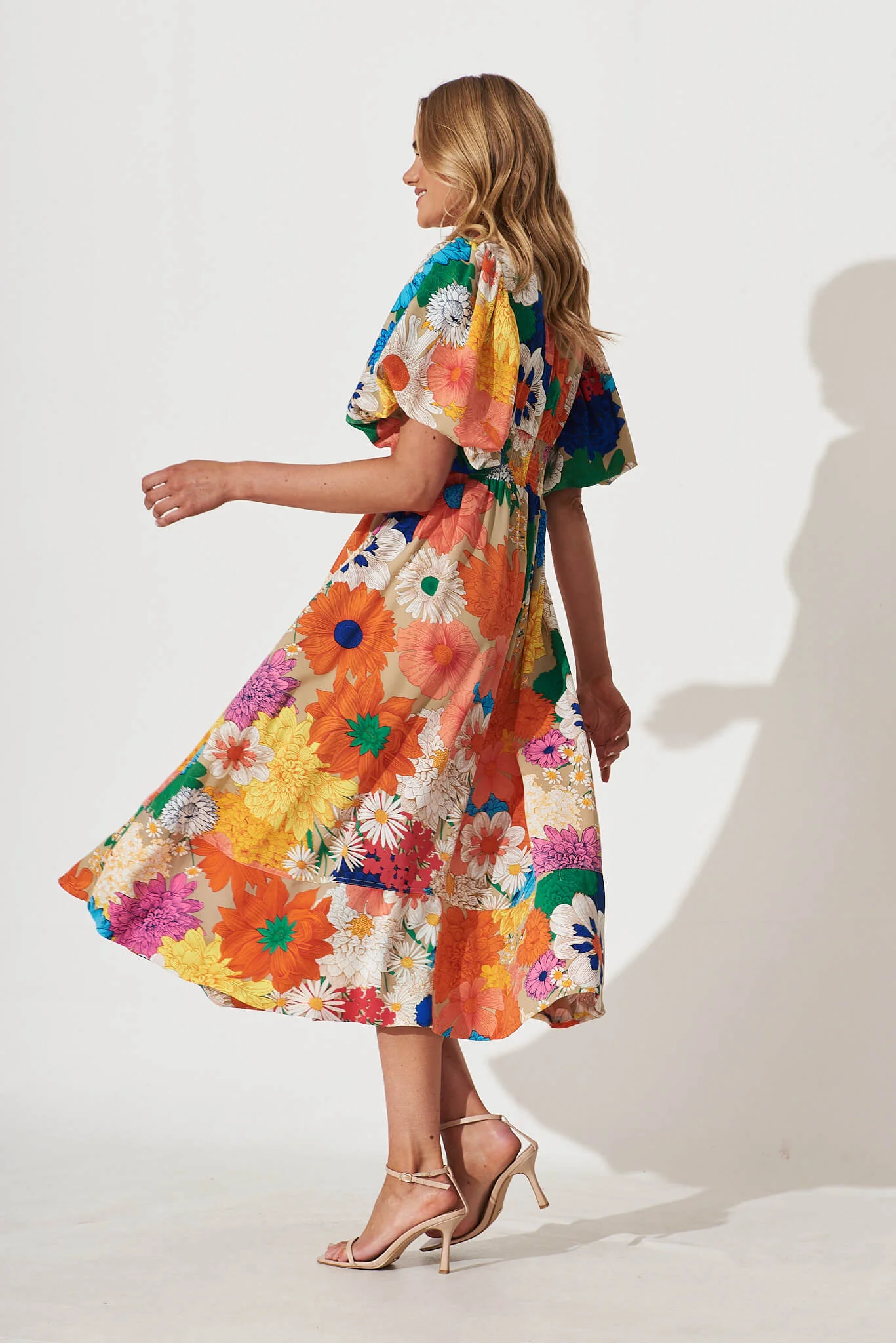 Daydreamer Midi Dress In Bright Multi Floral