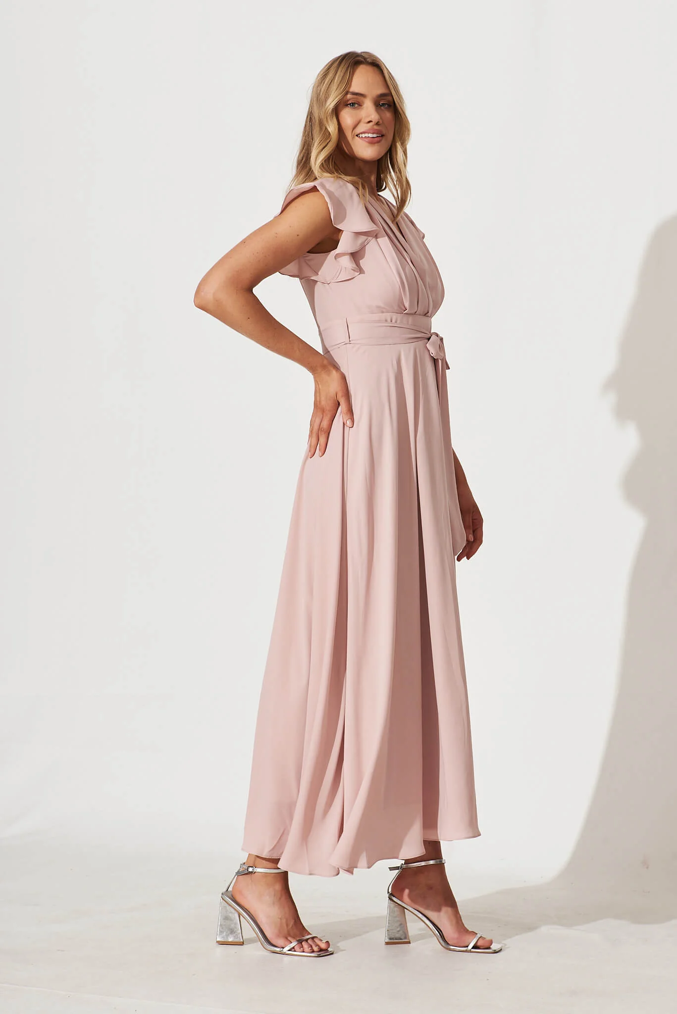 Wynter Chiffon Dress In Blush