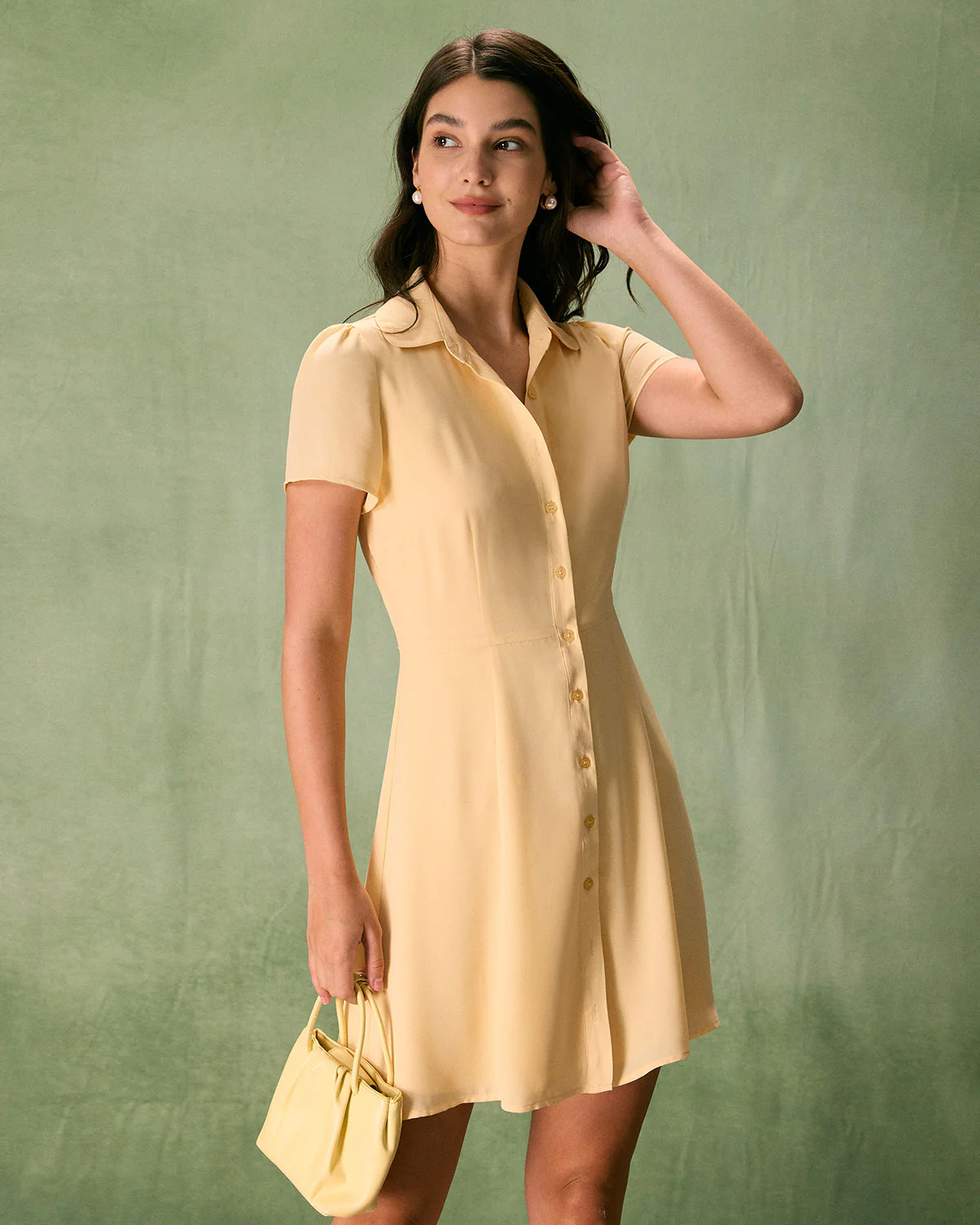 The Yellow Button Down Shirt Mini Dress
