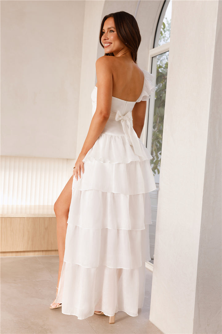 BEACNLADY Girl Meets Summer One Shoulder Maxi Dress White