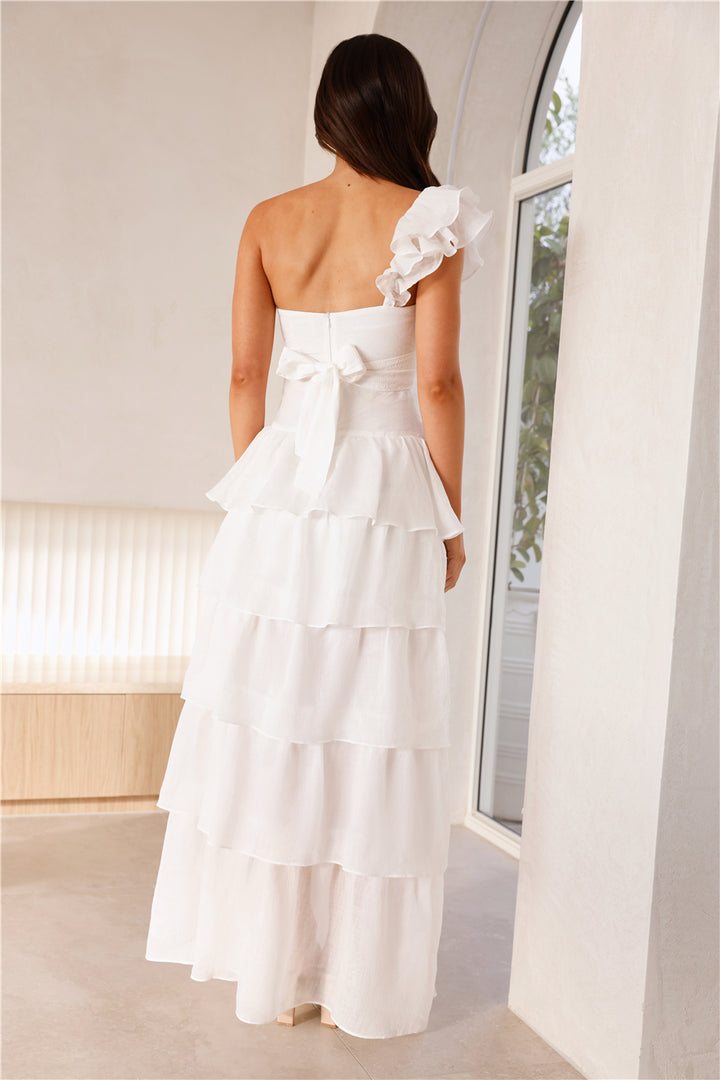 BEACNLADY Girl Meets Summer One Shoulder Maxi Dress White