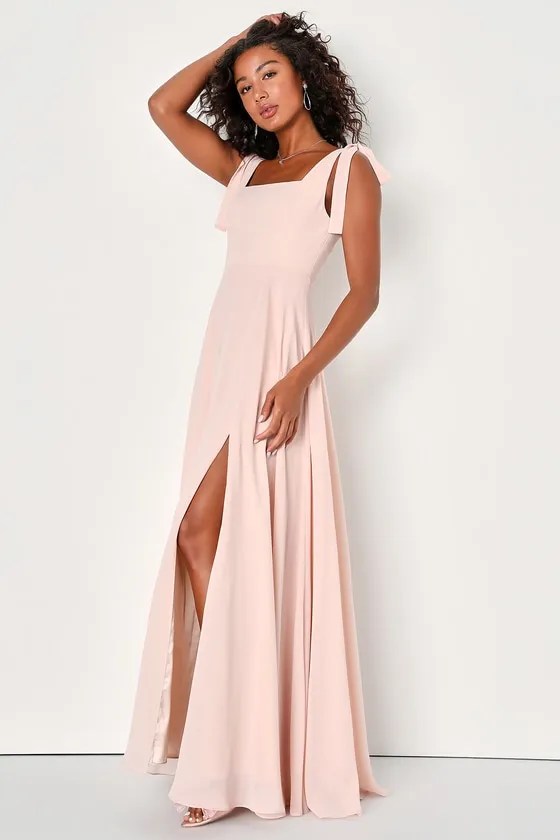 Love Me Forever Black Tie-Strap Square Neck Maxi Dress