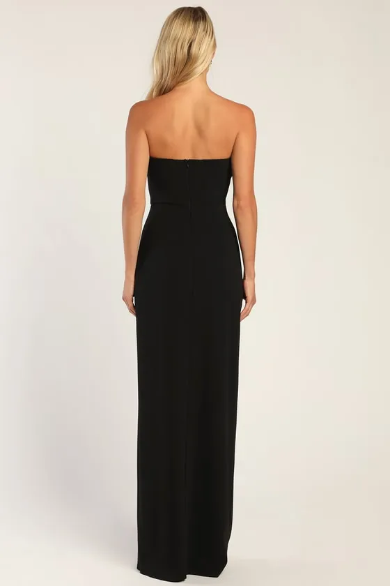Dedicated to Glamour Black Strapless Maxi Dress
