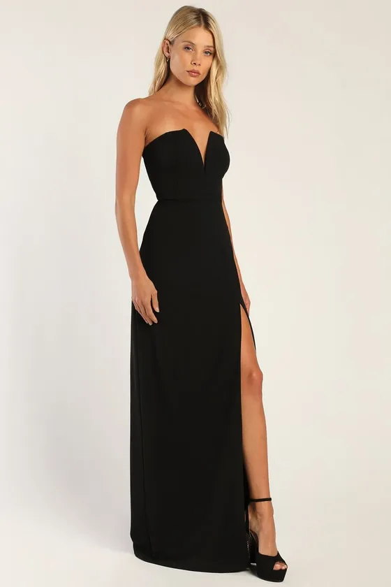 Dedicated to Glamour Black Strapless Maxi Dress