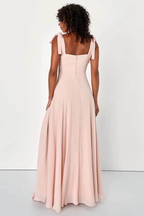 Love Me Forever Black Tie-Strap Square Neck Maxi Dress