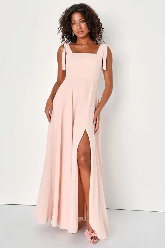 Love Me Forever Black Tie-Strap Square Neck Maxi Dress