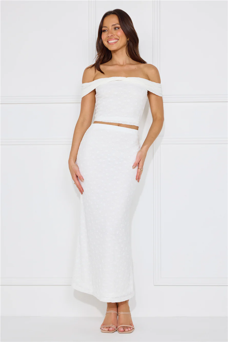 Secret World Off Shoulder Crop Top White