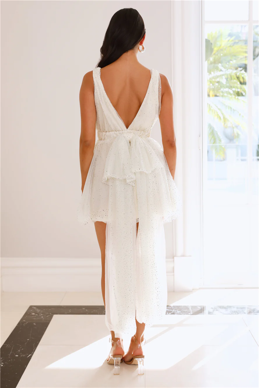 Bring The Bling Mesh Mini Dress Ivory