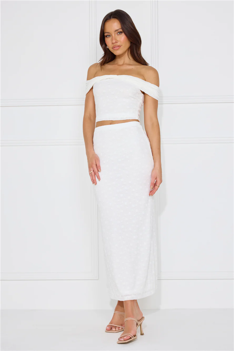 Secret World Off Shoulder Crop Top White