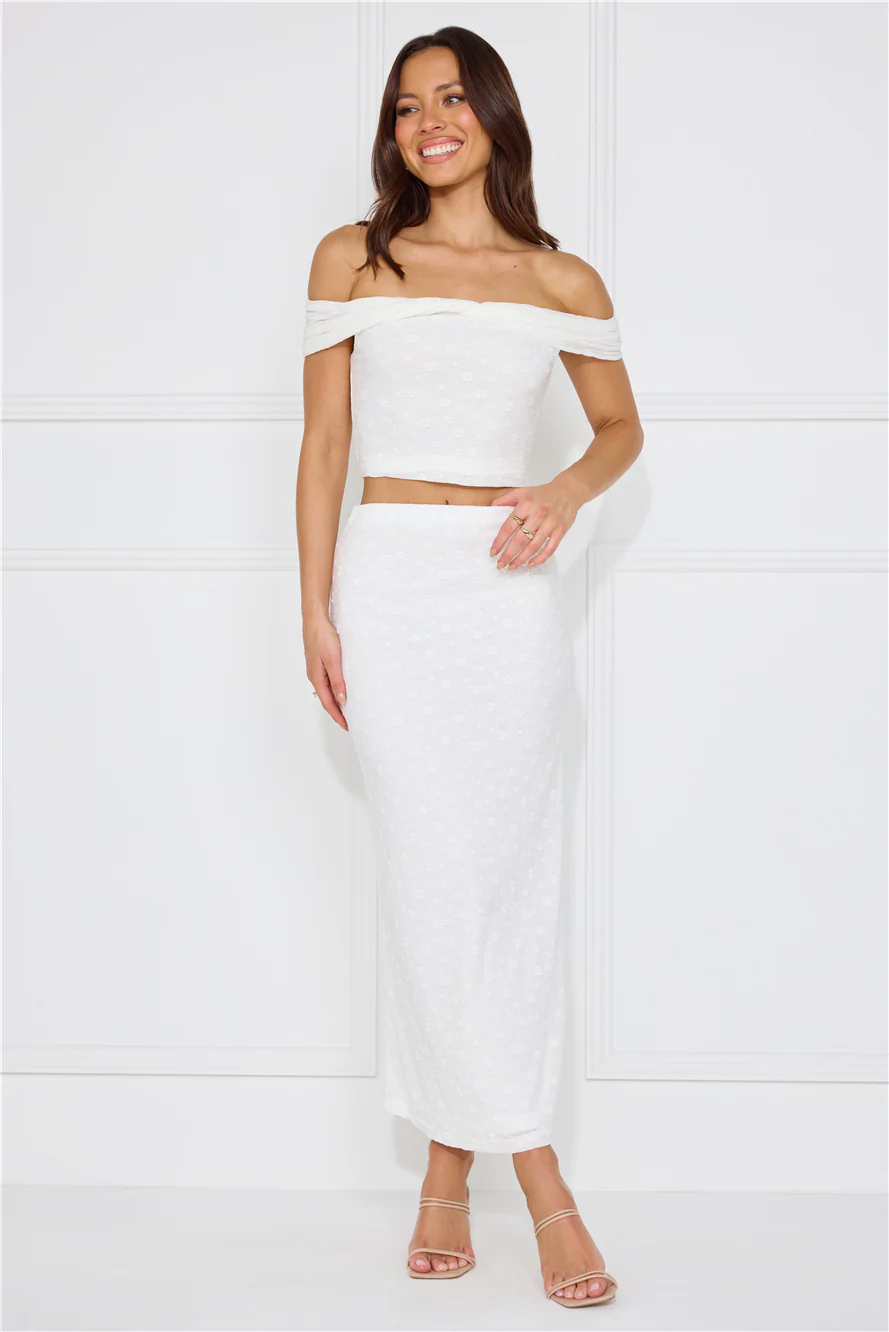 Secret World Off Shoulder Crop Top White