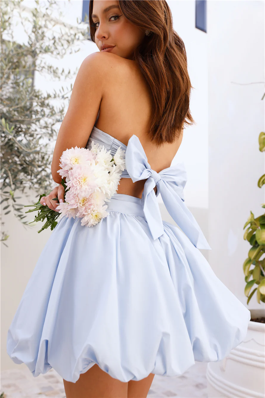 Upon A Cloud Strapless Mini Dress Light Blue