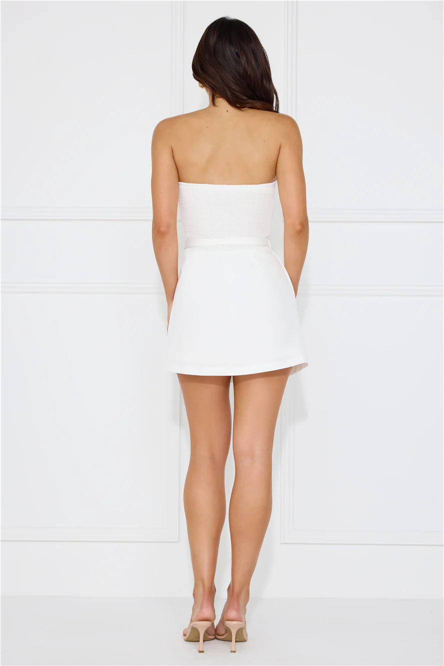 Time To Myself Strapless Romper White