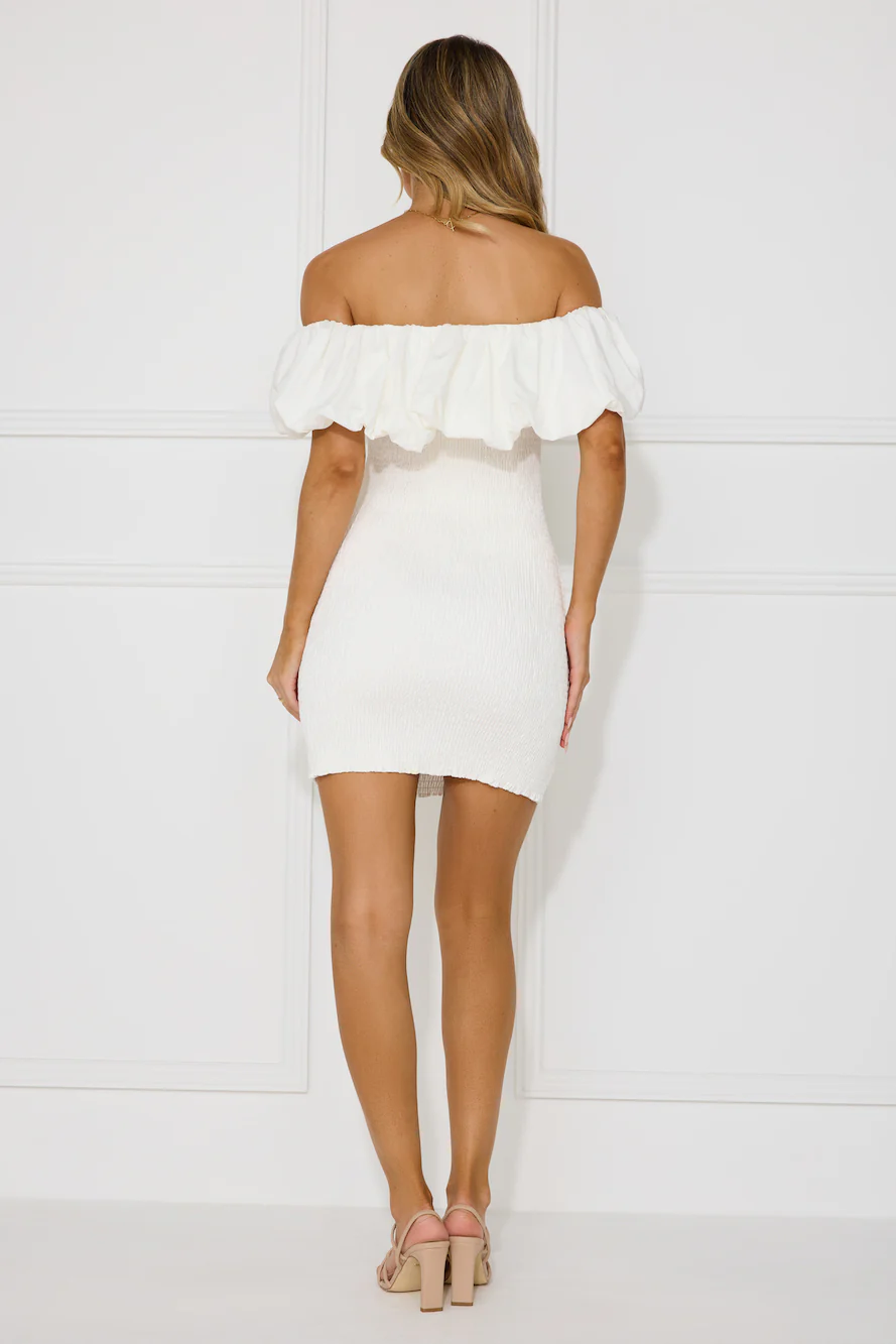 Island Breeze Off Shoulder Mini Dress White
