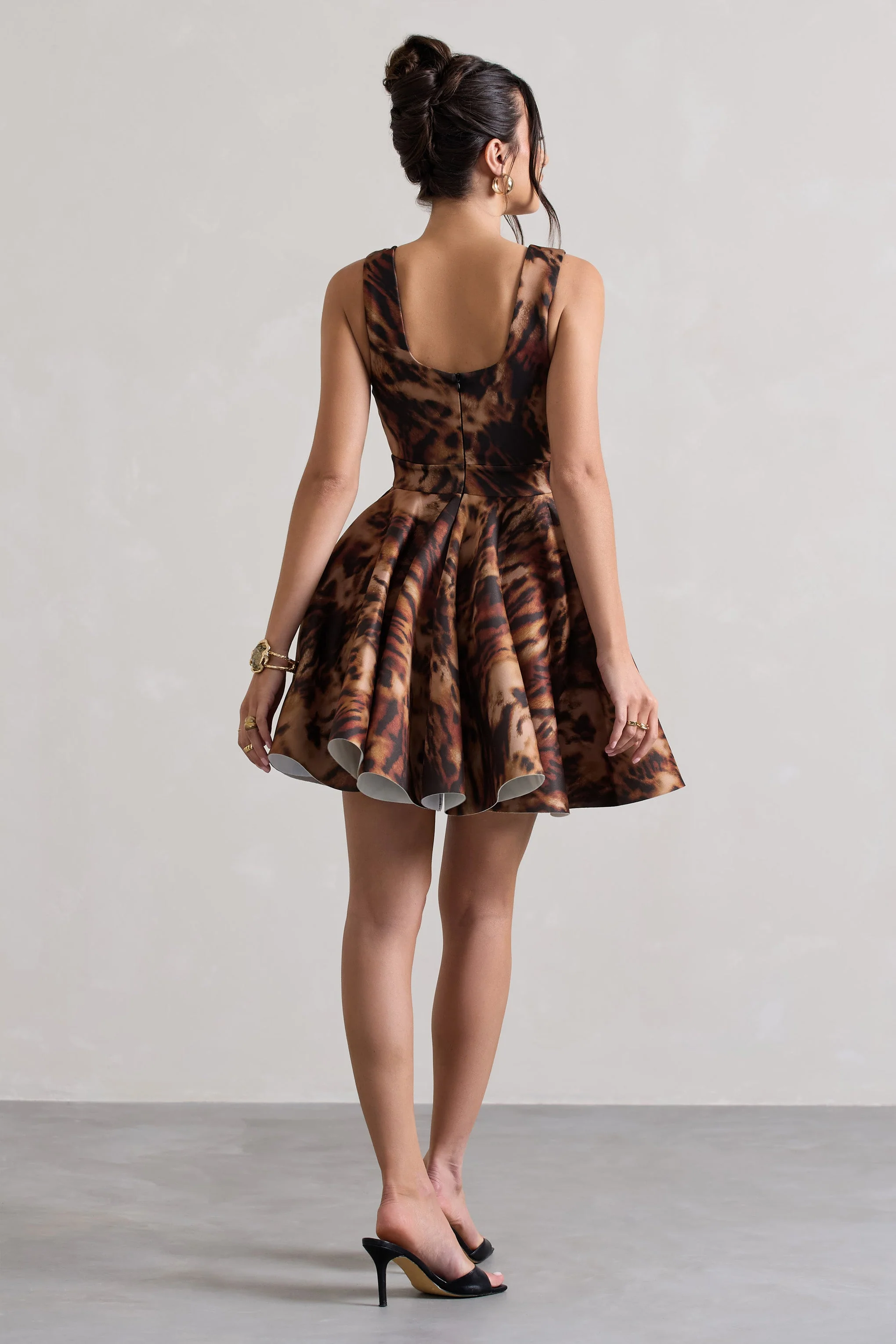 Kamaria | Animal Print Scoop-Neck Skater Mini Dress