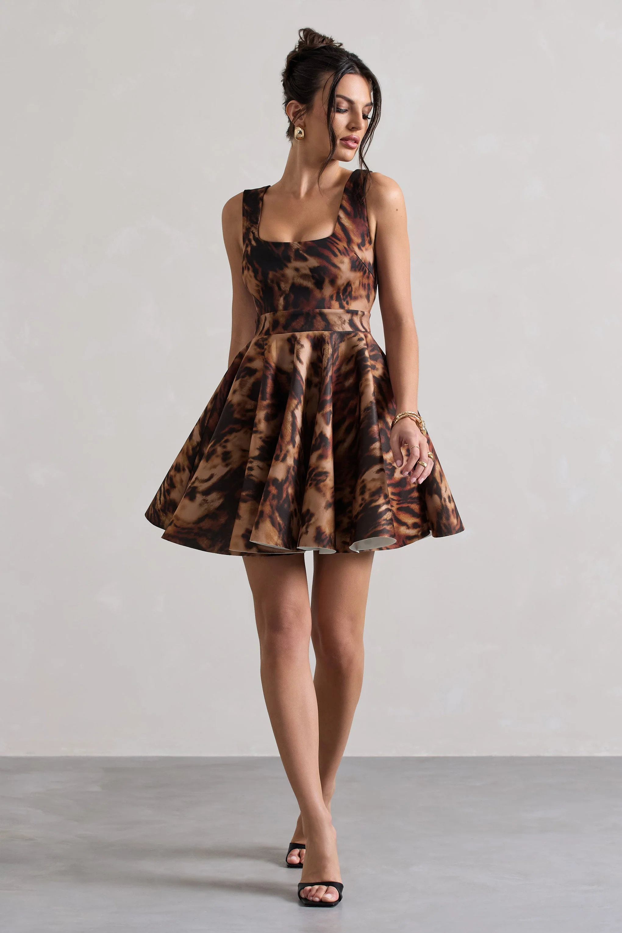 Kamaria | Animal Print Scoop-Neck Skater Mini Dress