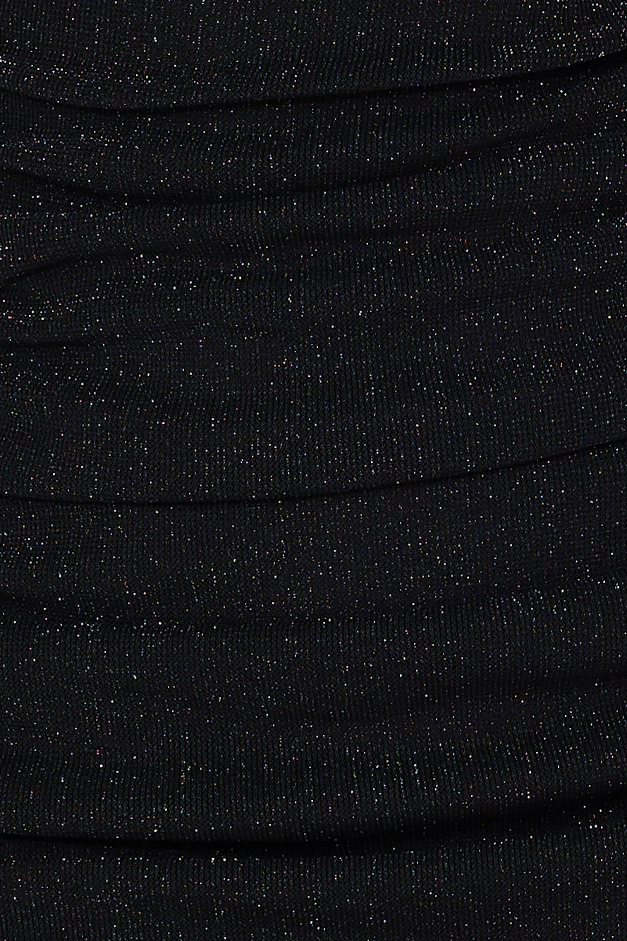 Shimmer Winner Strapless Glitter Mini Dress Black