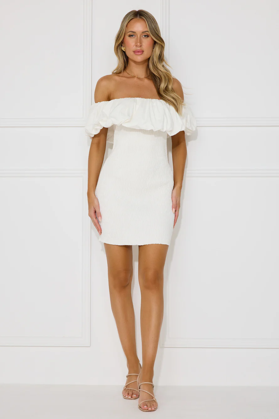Island Breeze Off Shoulder Mini Dress White