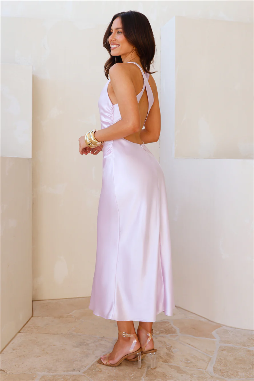 Splendor Satin Midi Dress Lilac