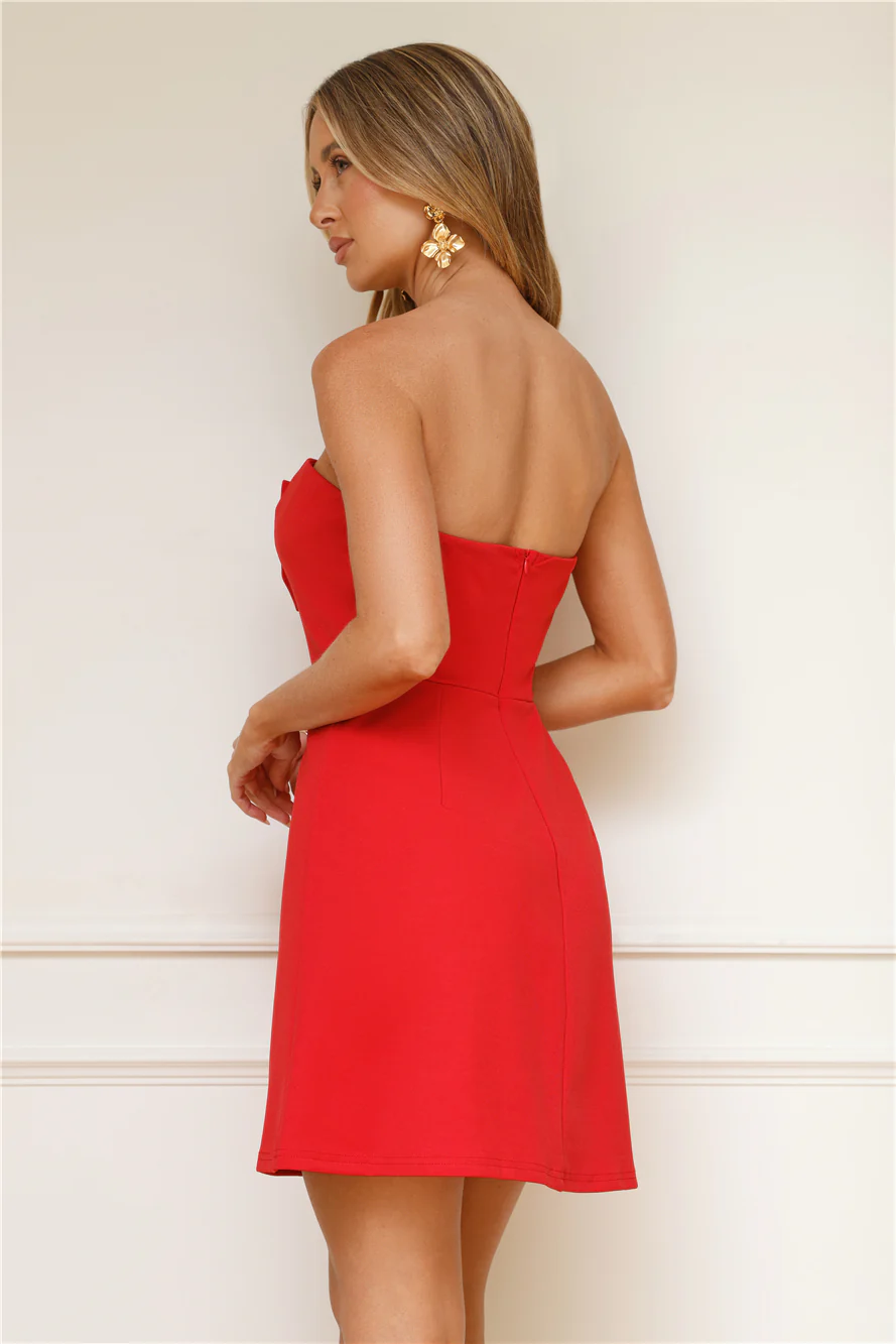 Coquette Aesthetic Strapless Mini Dress Red