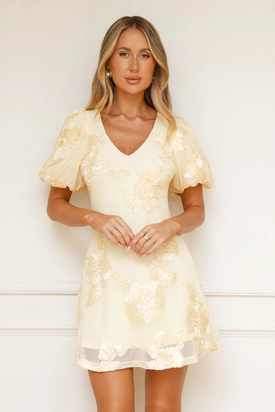 Effortless Grace Mesh Mini Dress Yellow