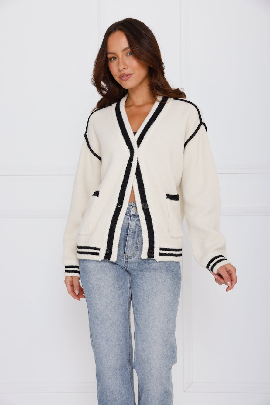 Starlit Winter Knit Cardigan Cream