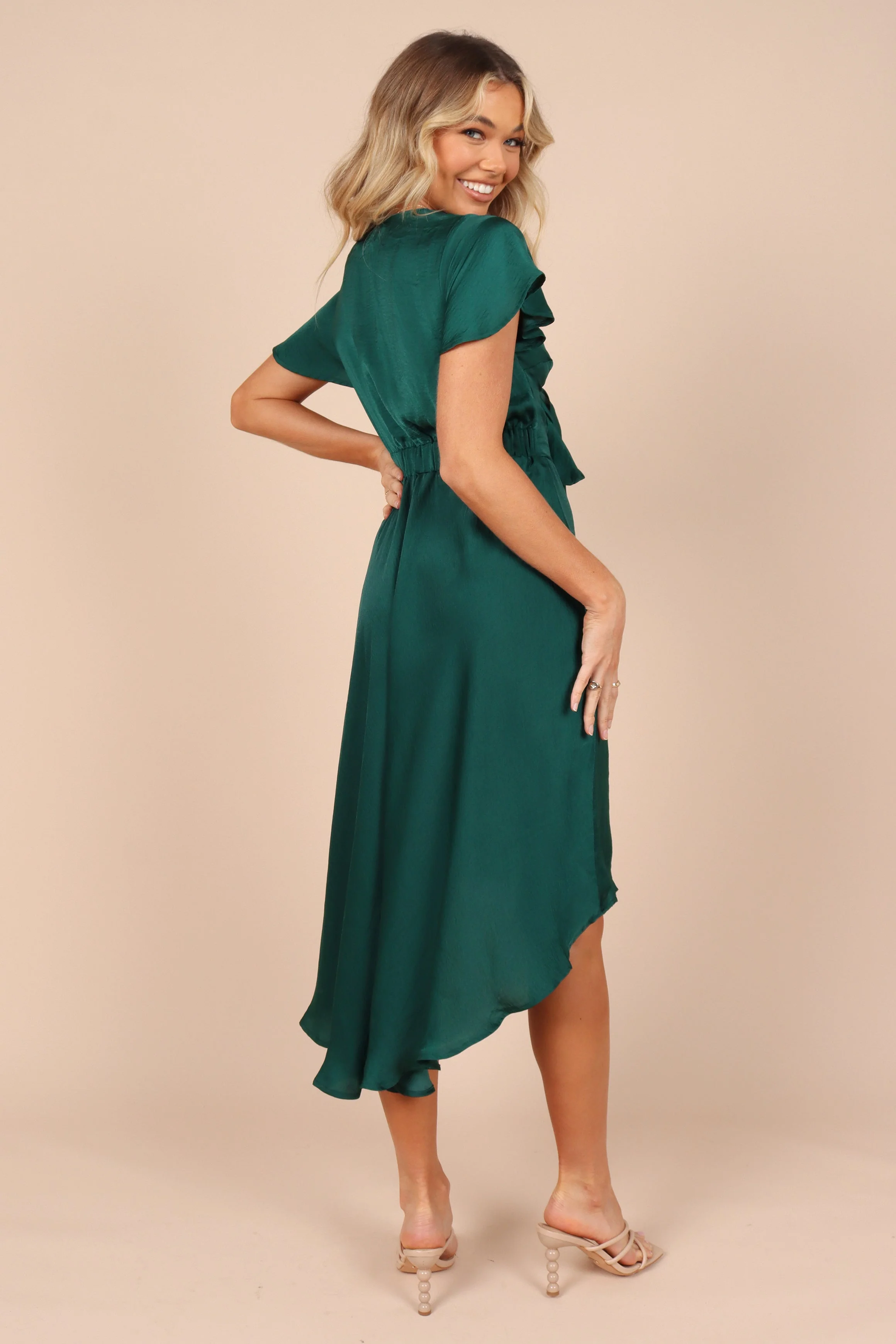 Amanda Hi Lo Tie Front Dress - Emerald