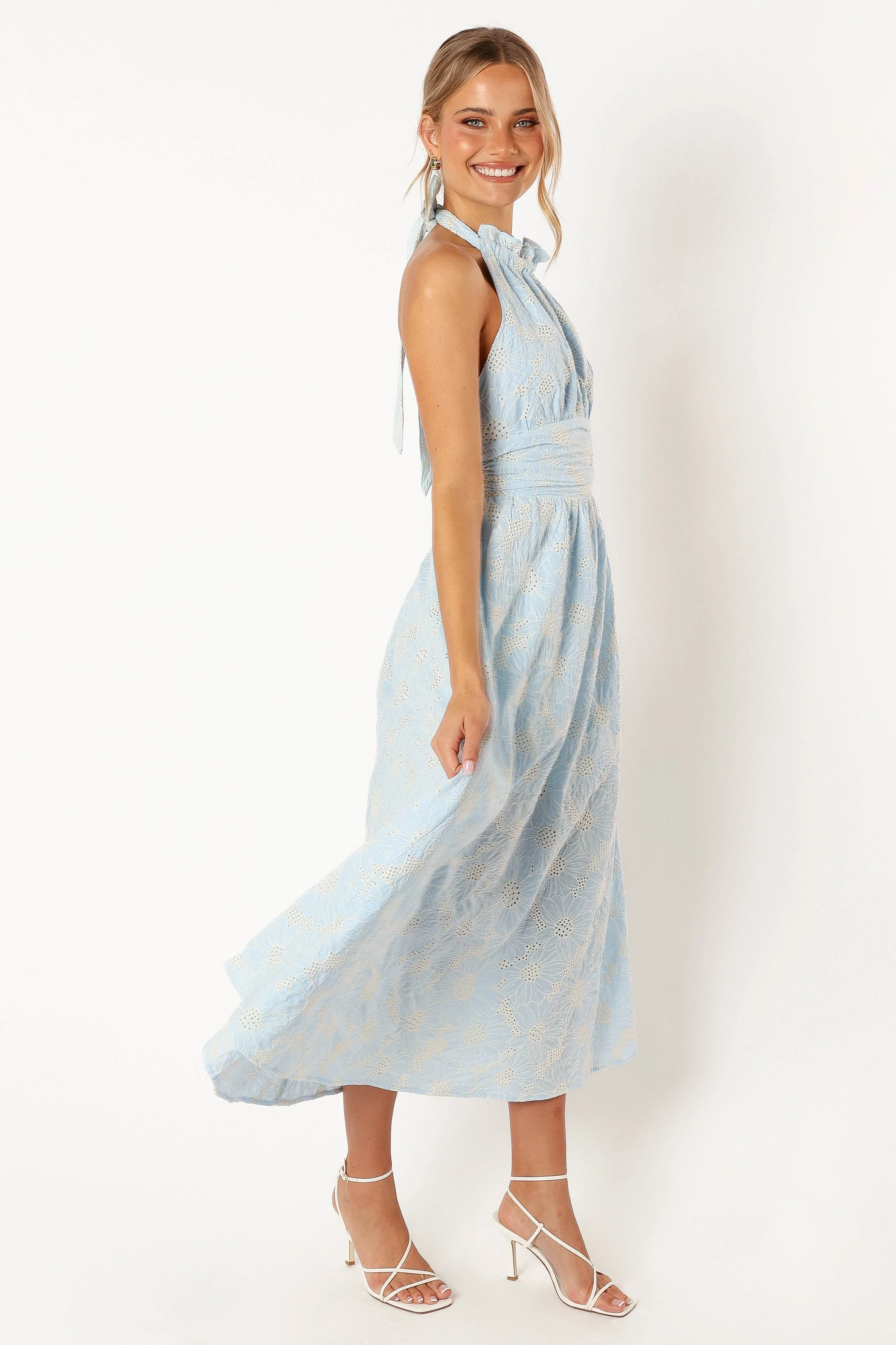 Taila Halterneck Midi Dress - Blue Floral