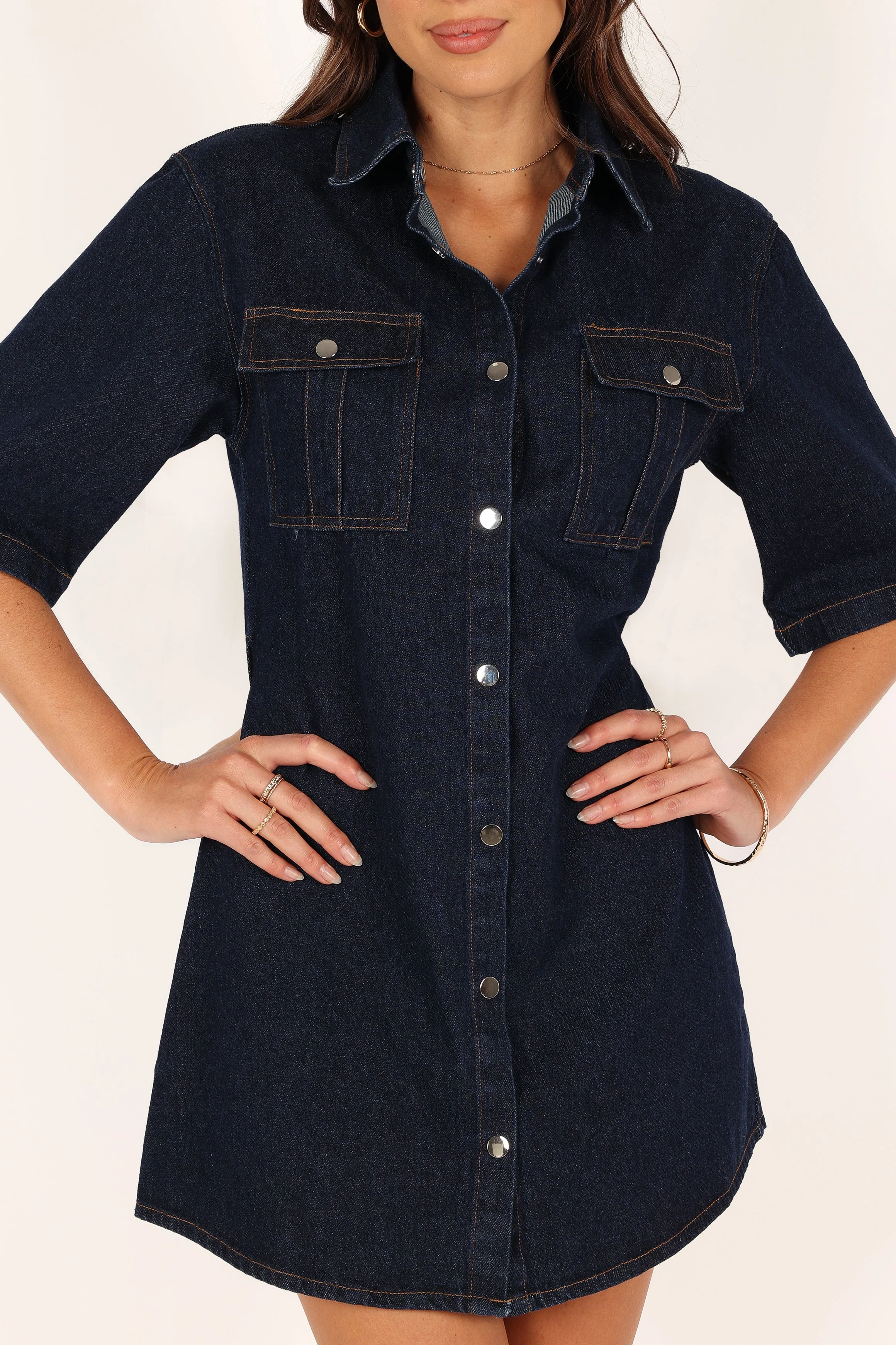 Hailey Denim Mini Dress - Dark