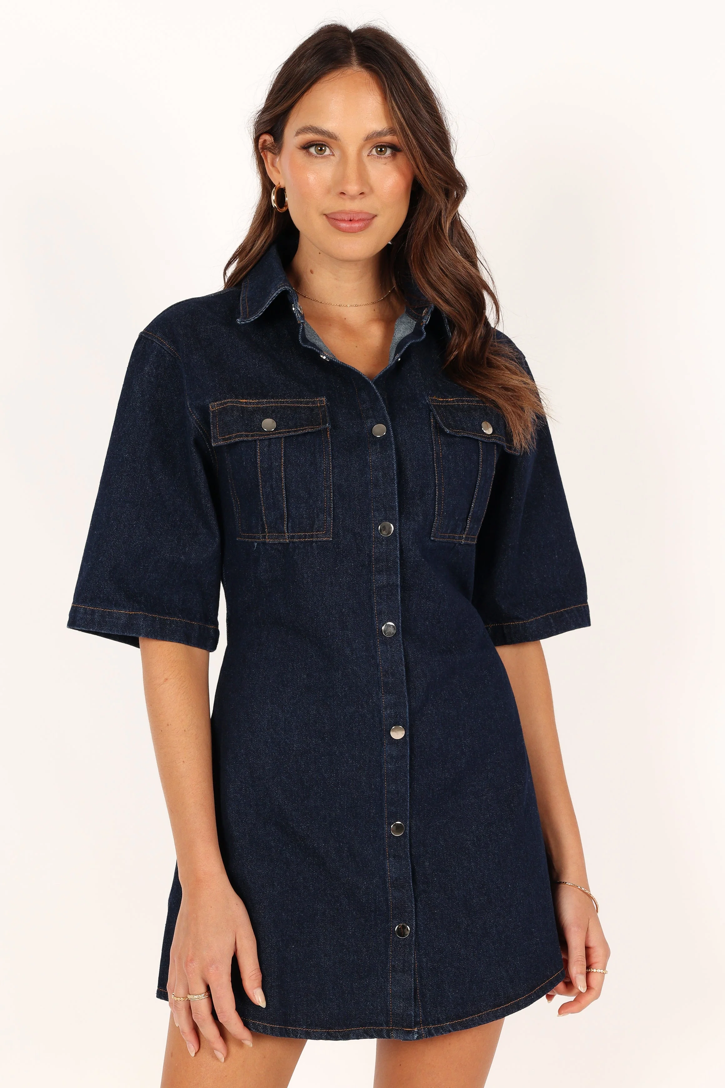 Hailey Denim Mini Dress - Dark