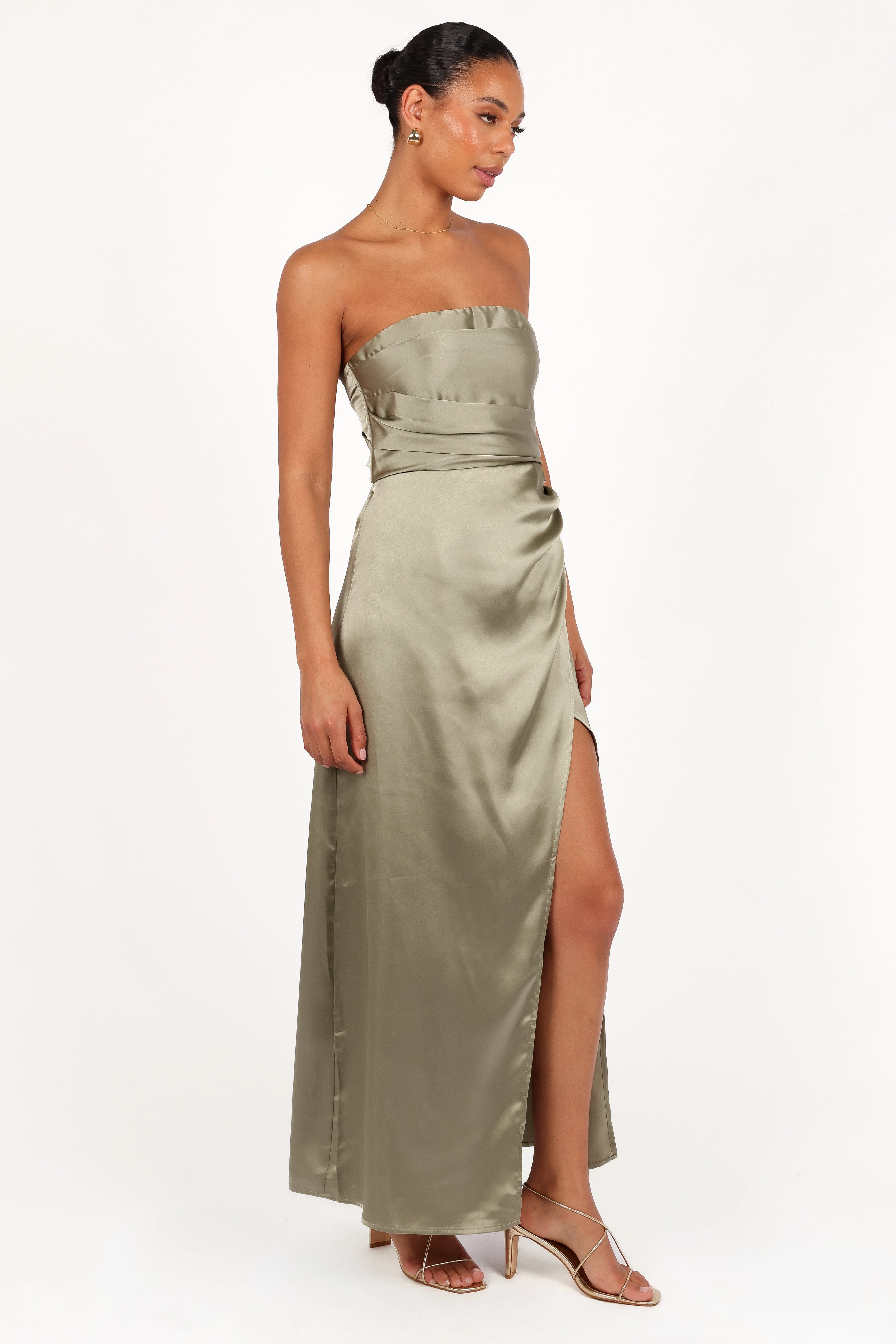 Kara Strapless Maxi Dress - Olive