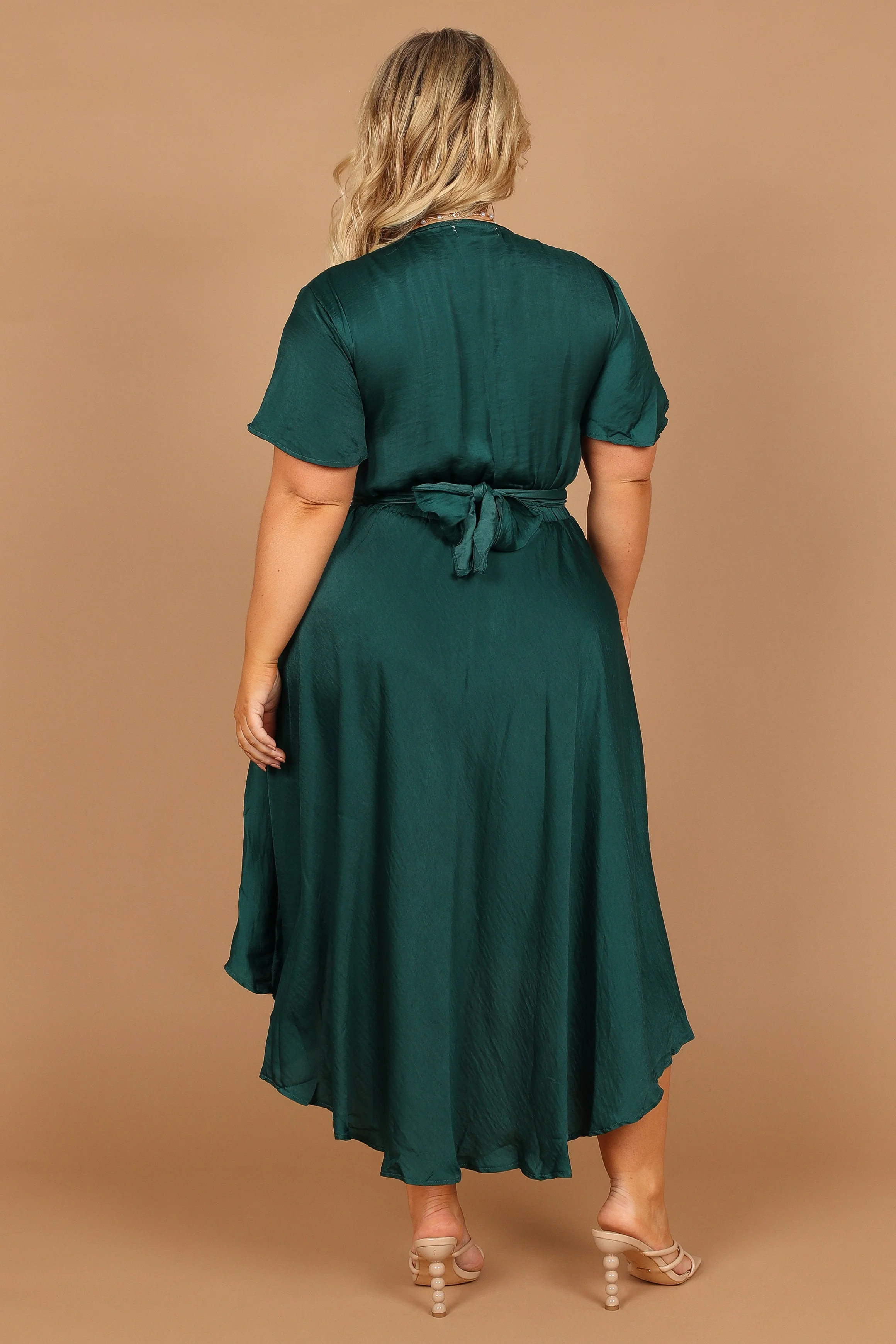 Amanda Hi Lo Tie Front Dress - Emerald