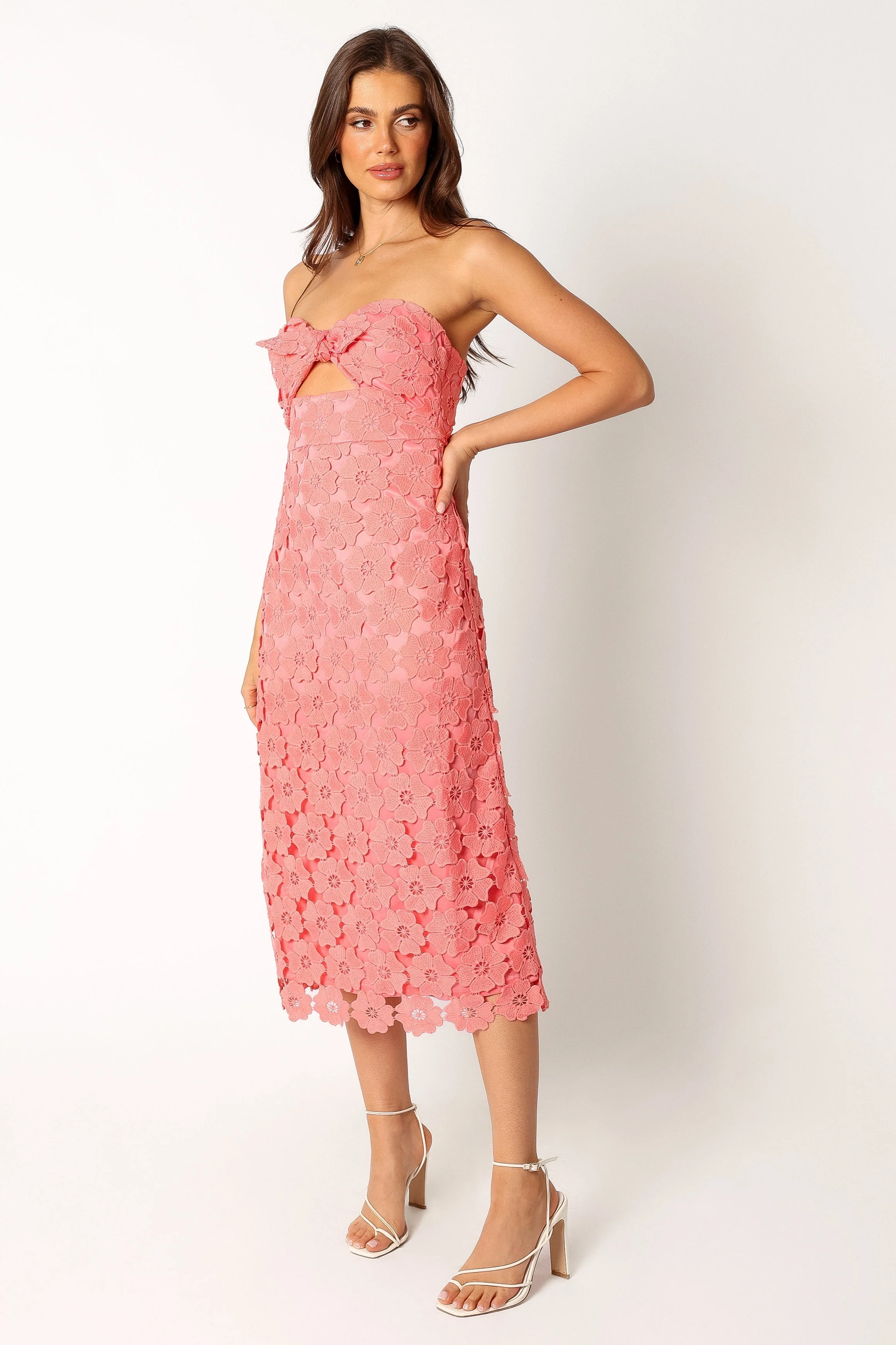 Tyler Strapless Midi Dress - Watermelon