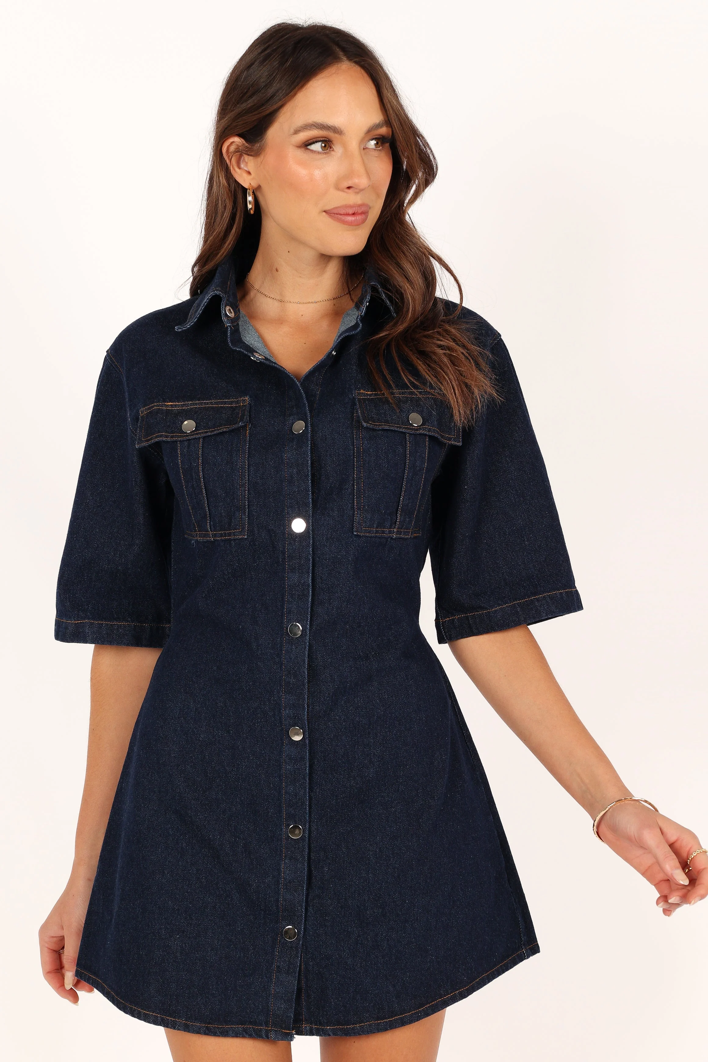 Hailey Denim Mini Dress - Dark