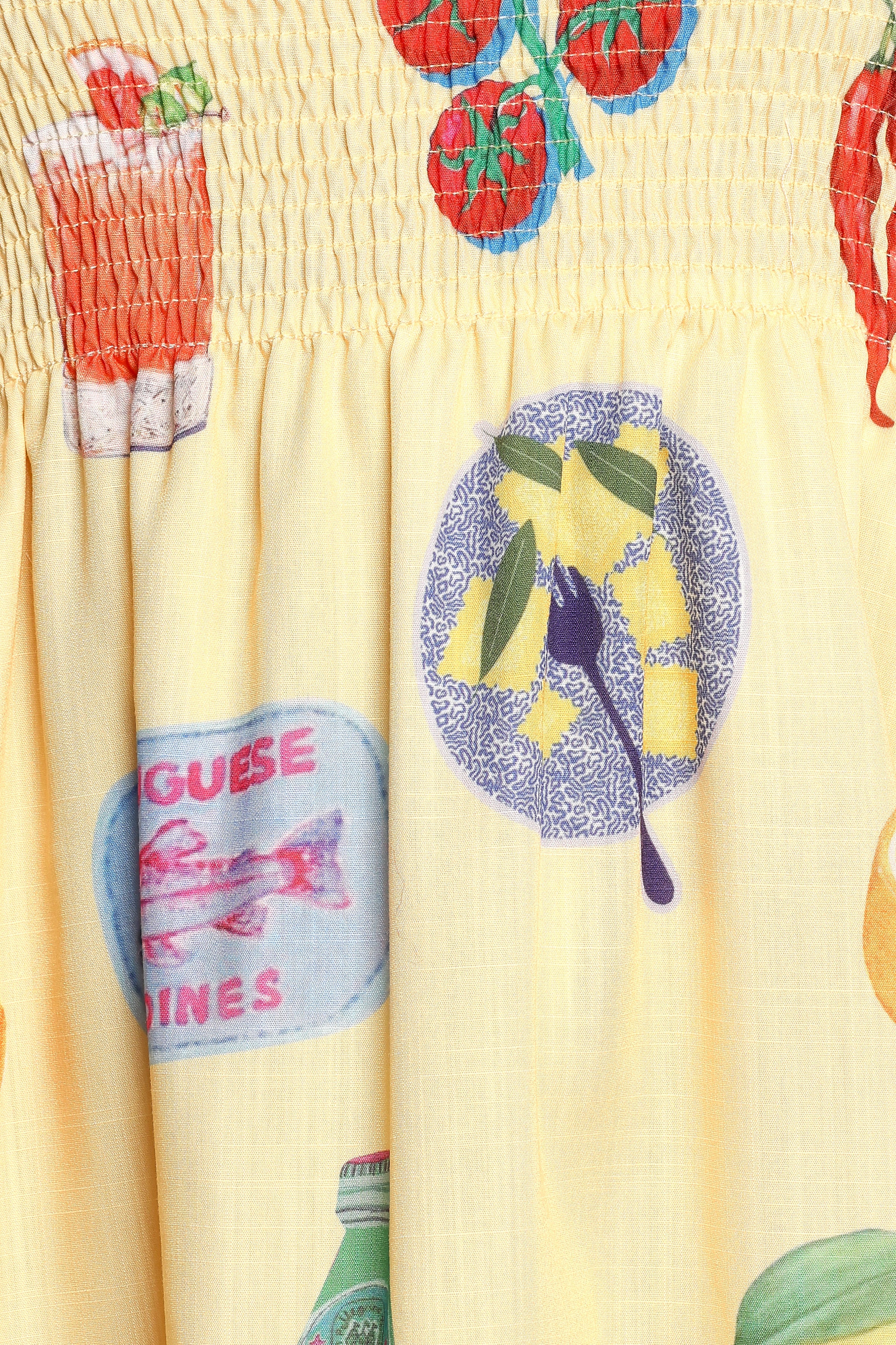 Sarelle Midi Dress - Yellow Pasta Print