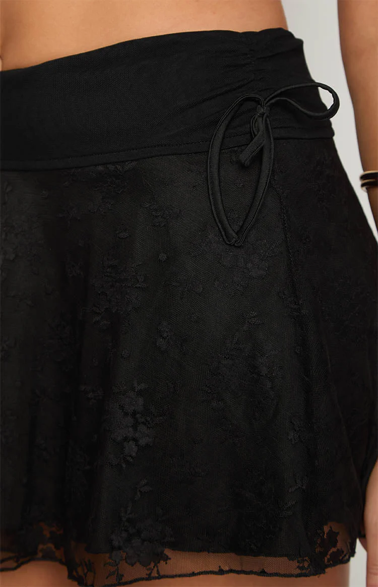 Stay Black Mesh Mini Skirt