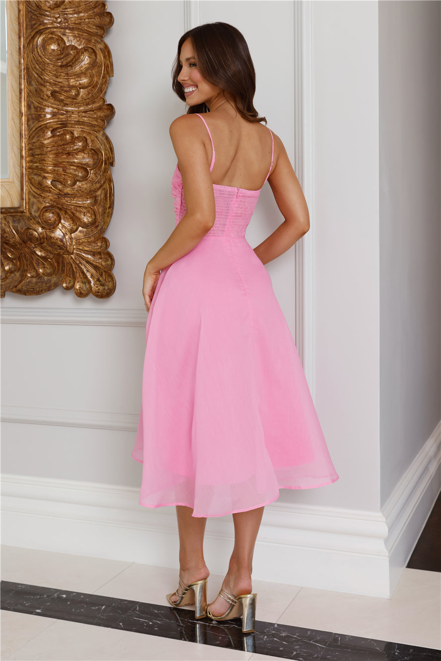 Perfect Wonderland Midi Dress Pink