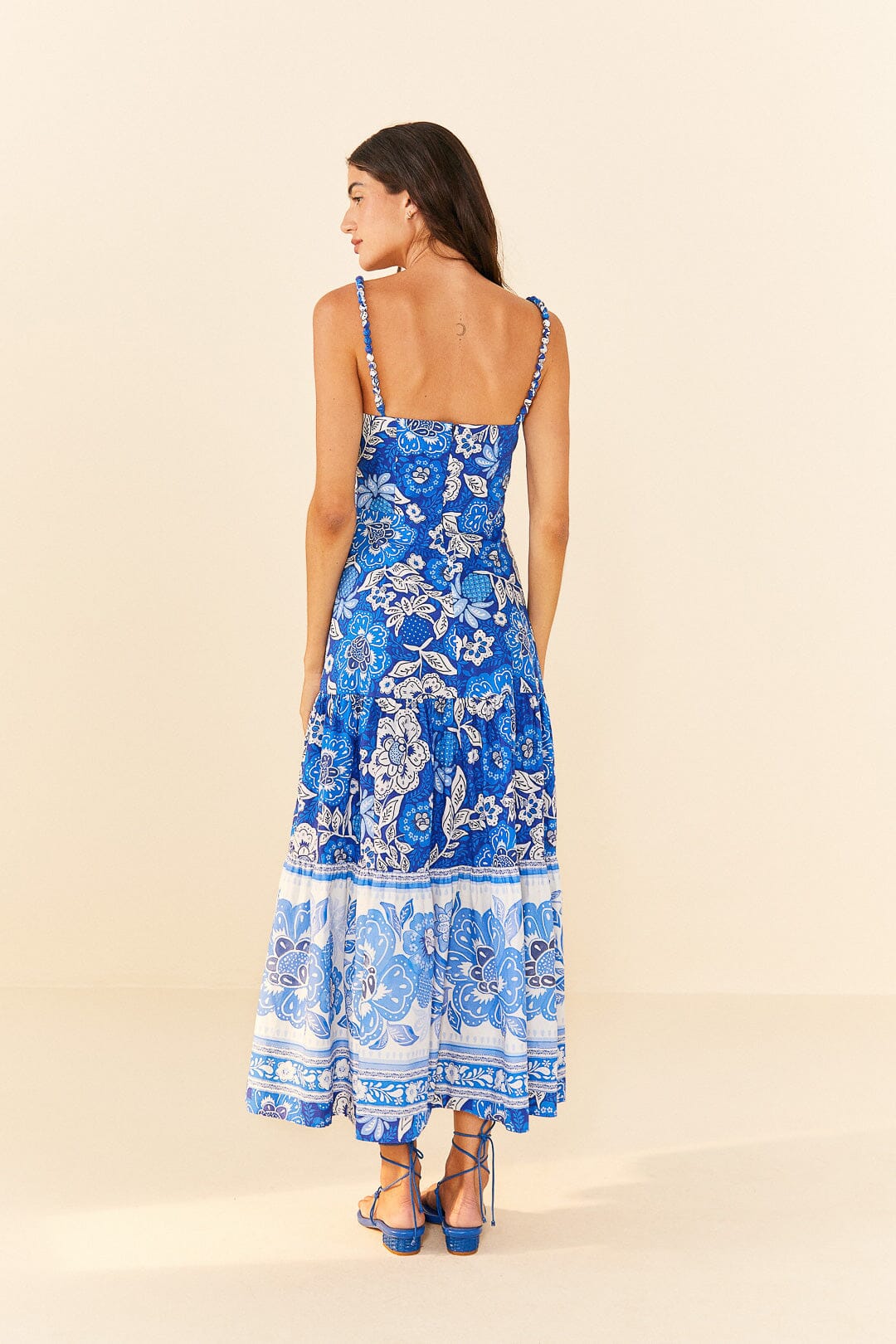 Blue Full Of Flowers Organic Cotton Midi Dress