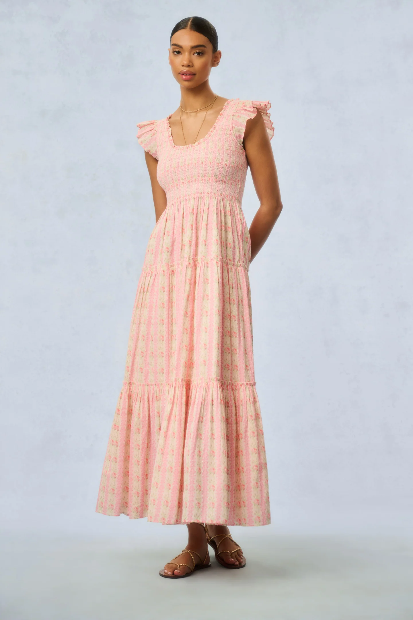 Chessie Fragrance Print Cotton Maxi Dress