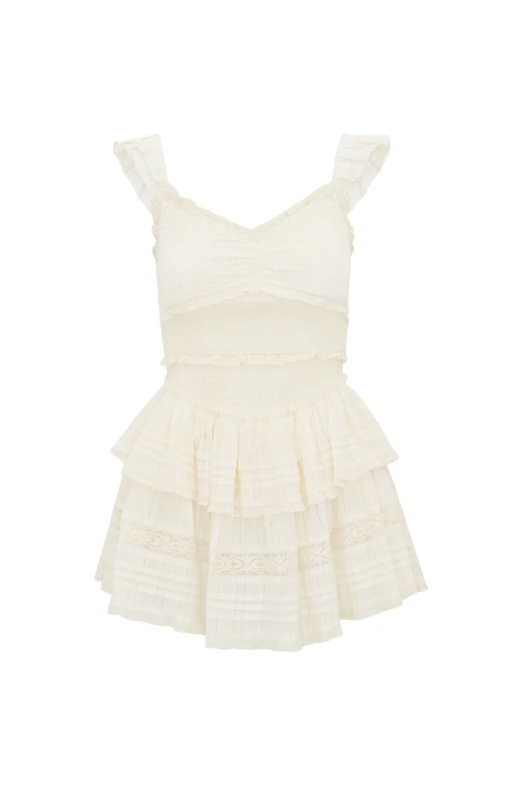 Lovine Cotton Smocked Mini Dress