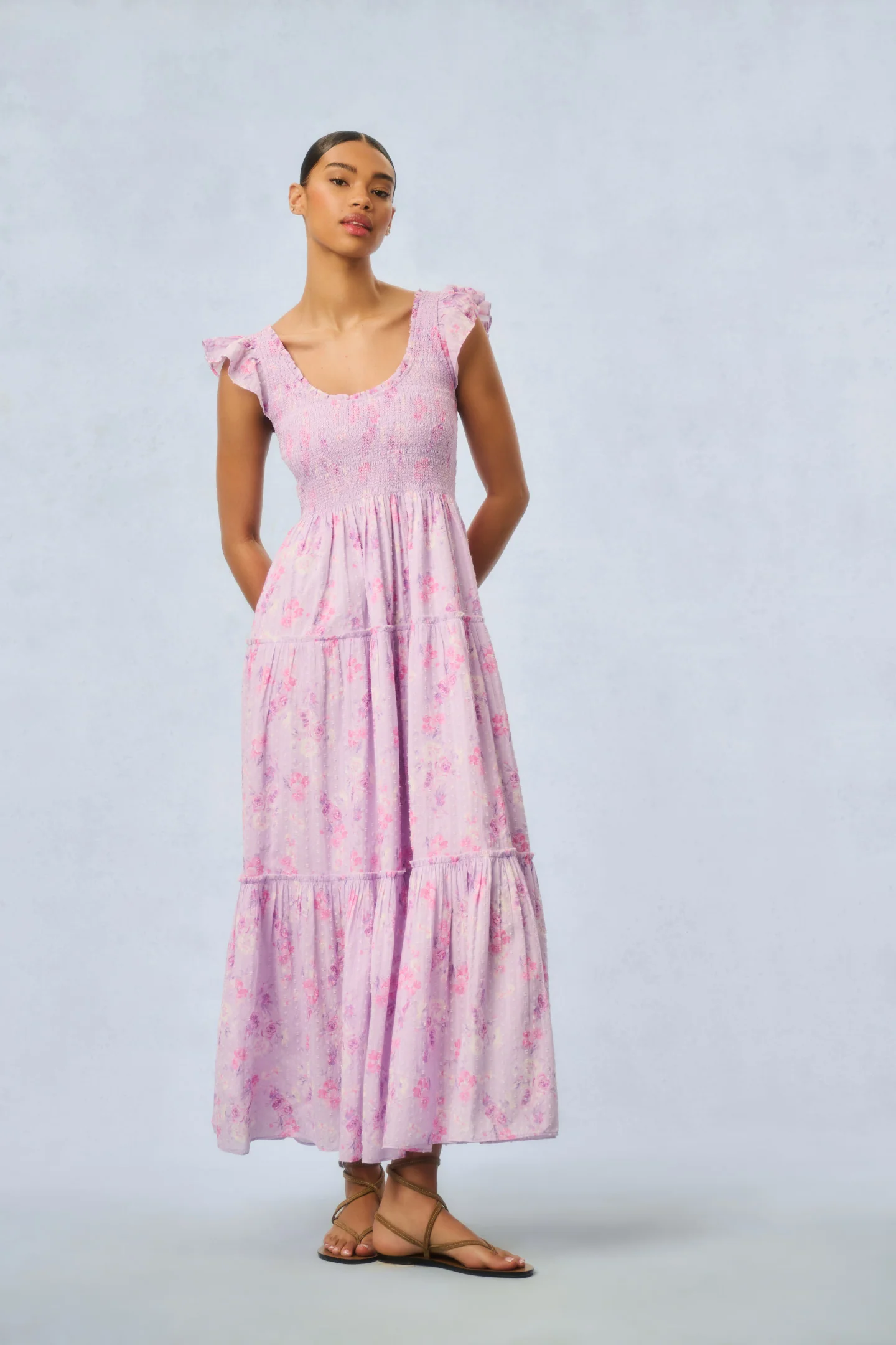 Chessie Fragrance Print Cotton Maxi Dress
