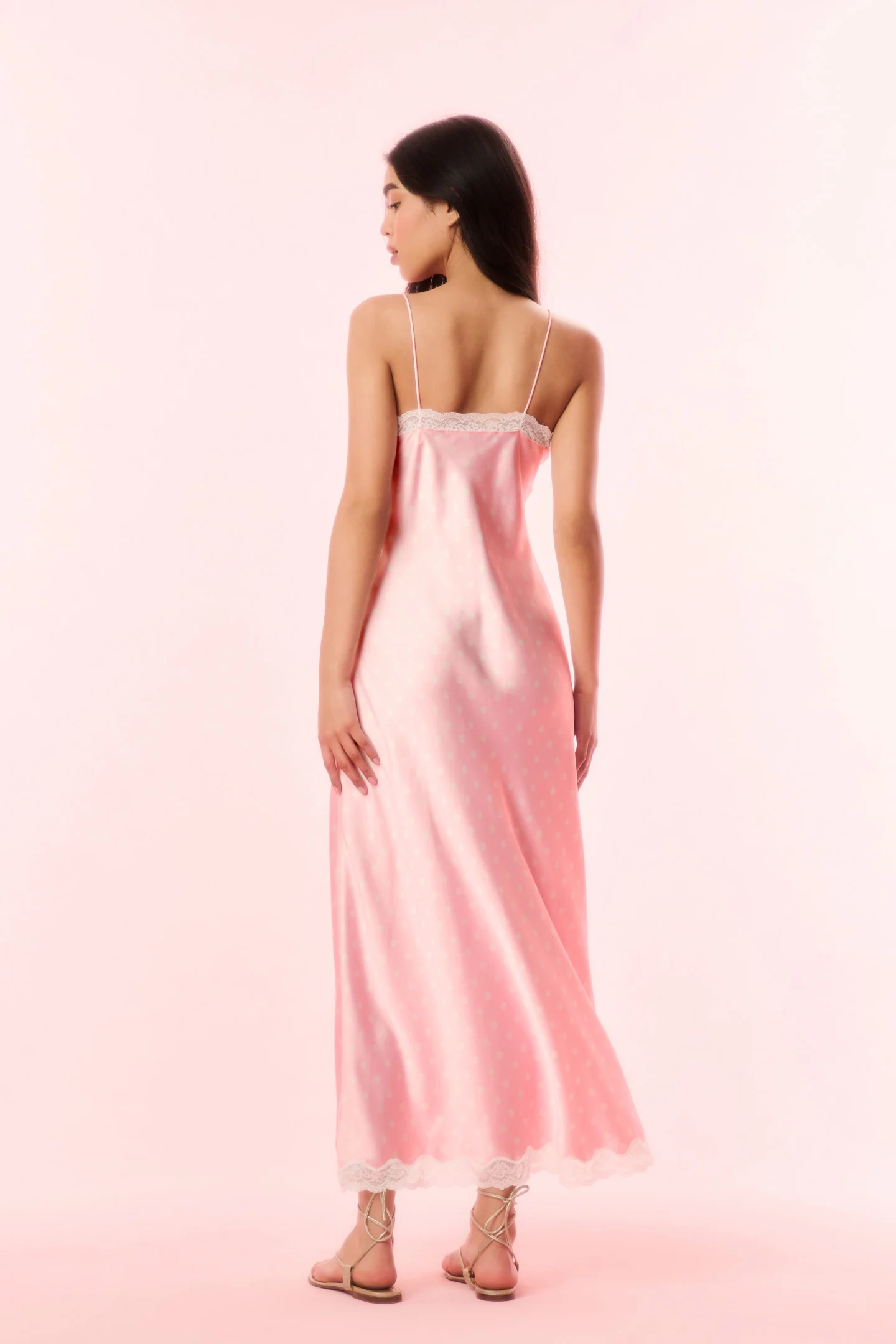 Manuela Satin Polkadot Slip Dress