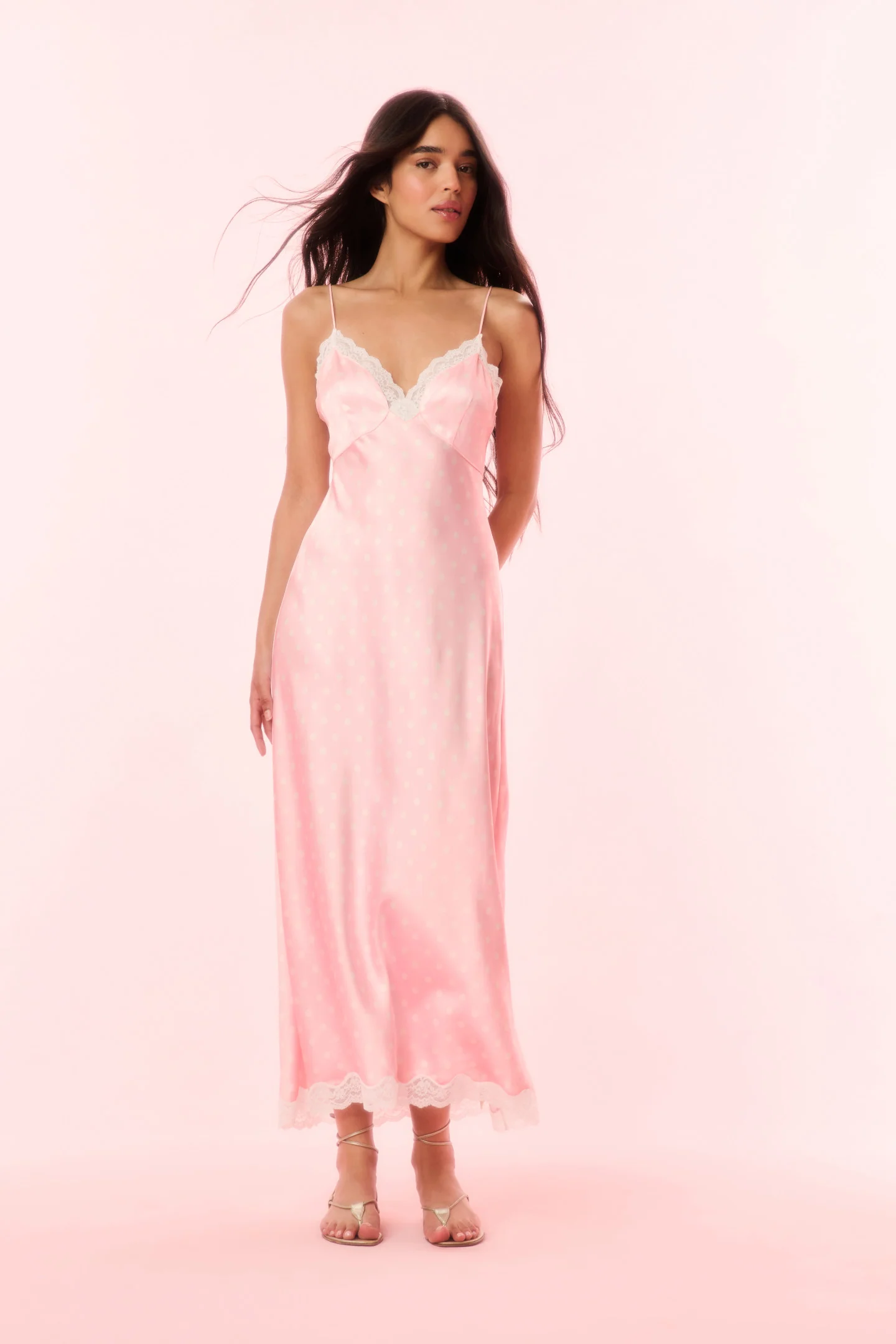Manuela Satin Polkadot Slip Dress