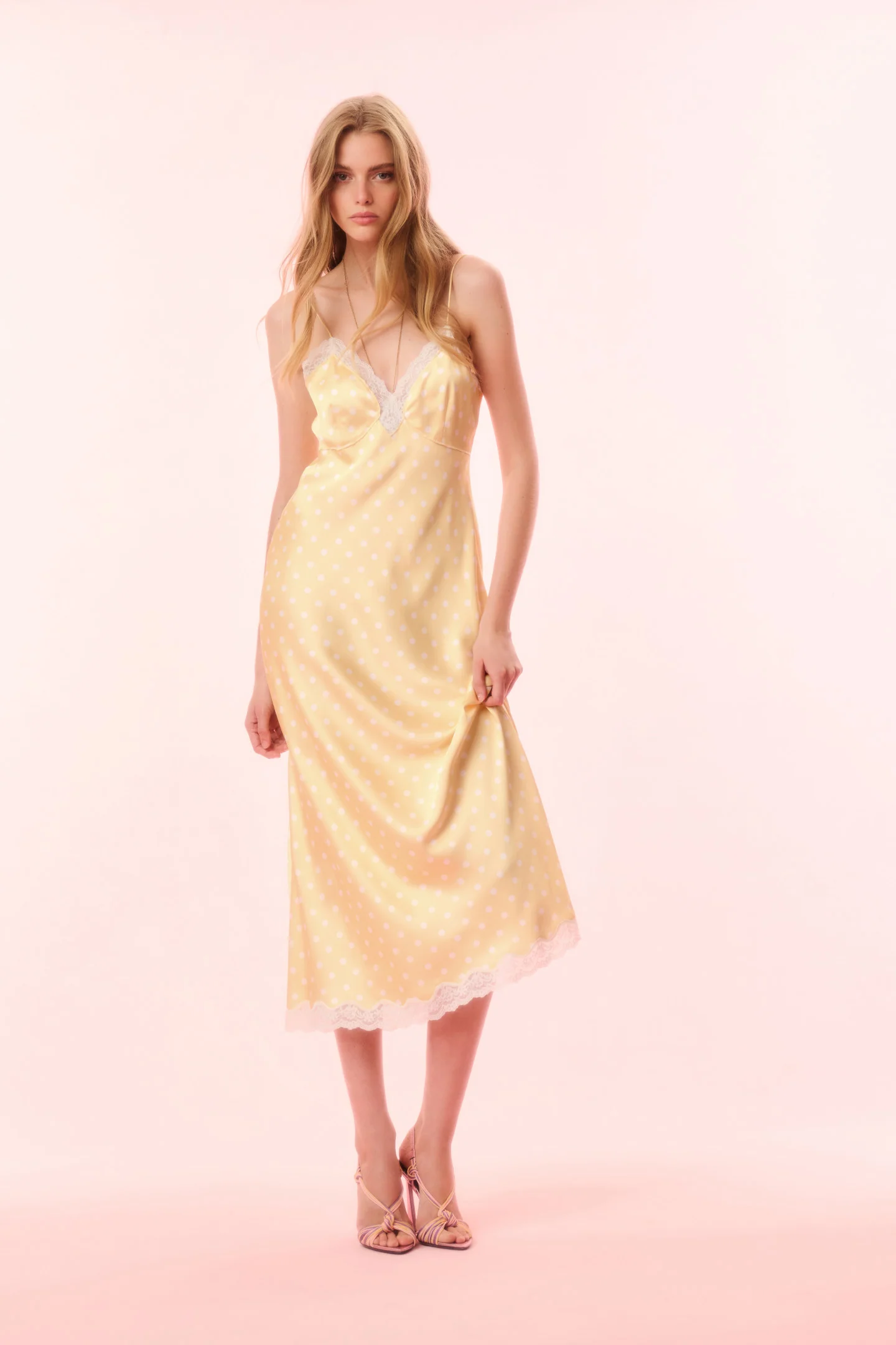 Manuela Satin Polkadot Slip Dress