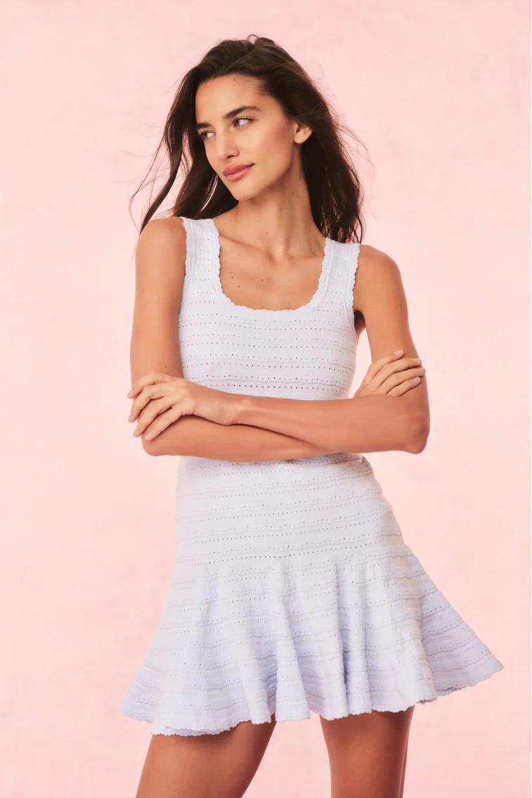 Maryanne Knit Mini Dress - MORNING SKY