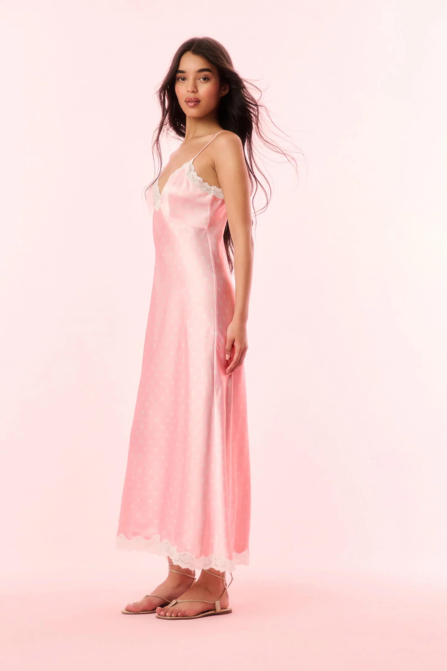 Manuela Satin Polkadot Slip Dress