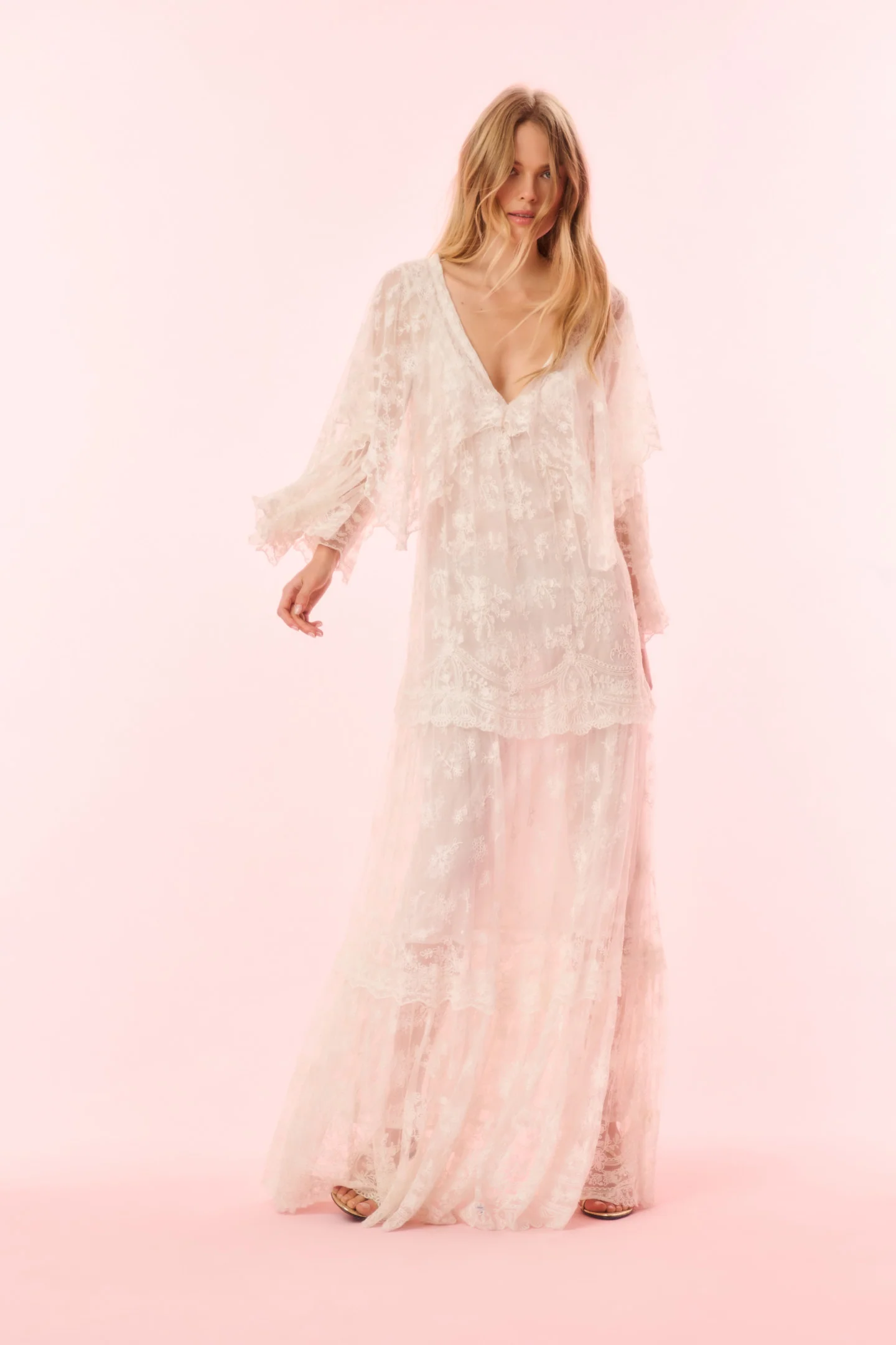 Roylan Lace Mesh Maxi Dress